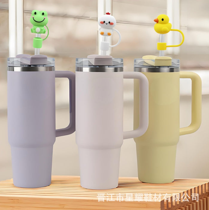Wholesale Cute animal 3D straw cap, water cup straw cover, dustproof straw decorative cap, reusable straw stopper
