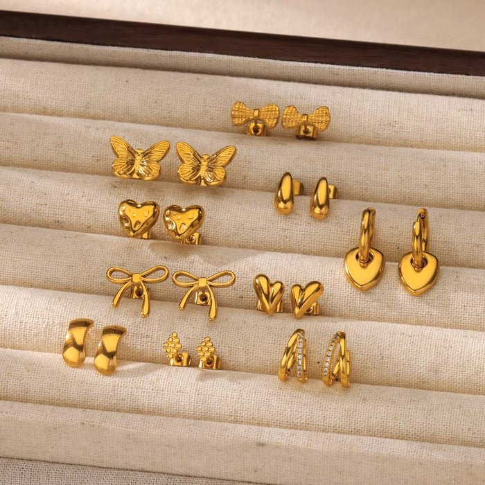 Wholesale  gold love bow earrings fashion  earrings stainless steel jewelry