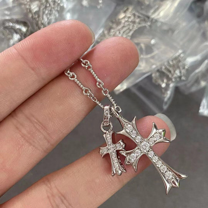Wholesale Necklace with diamonds, cross pendant, vintage necklace accessory