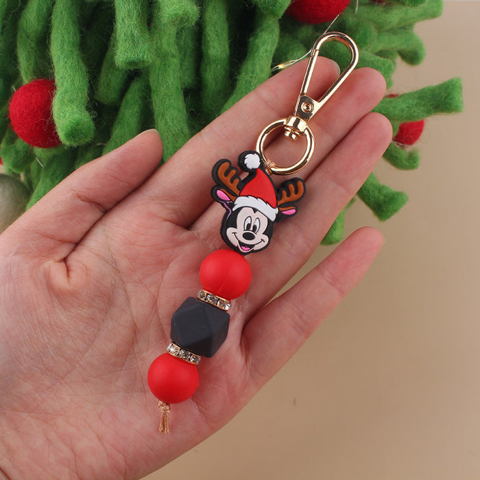 Wholesale Cartoon Christmas Handmade Silicone Beaded Keychain JDC-KC-GuangTian001