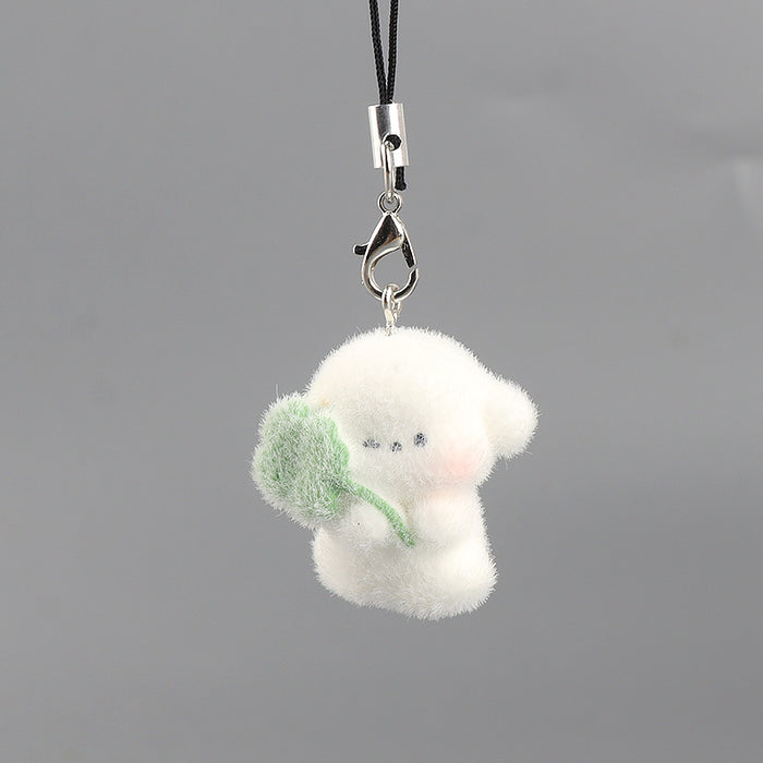 Wholesale 3D Flocked Resin Dog Keychain