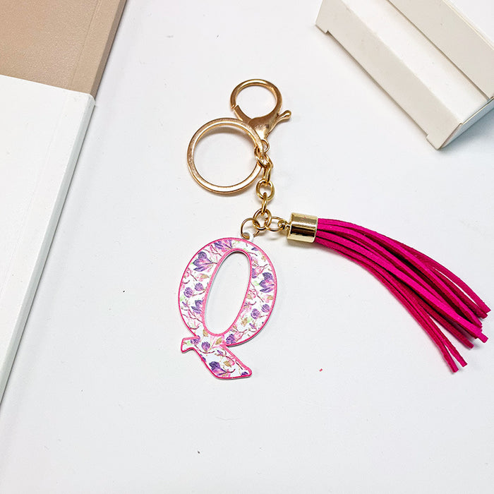 Wholesale Zinc Alloy Leather Letter Color Tassel Keychain JDC-KC-JinY003