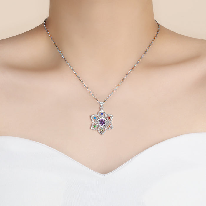 Wholesale hollow flower pendant new  round purple edge color lotus necklace