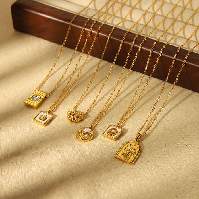 Wholesale Non fading versatile jewelry, stainless steel heart-shaped geometric pendant necklace