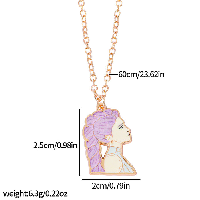 Wholesale Elegant and unique oil-splashed alloy pendant necklace