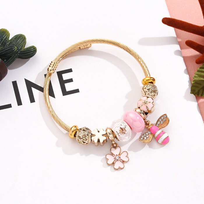 Wholesale Diamond Bee Flower Alloy Bracelet JDC-BT-xiaobo006