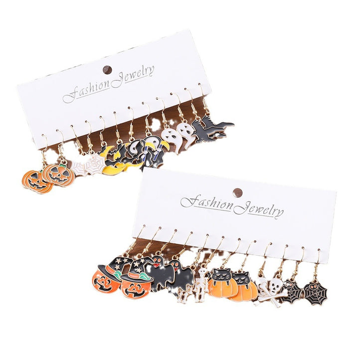 Wholesale Zinc Alloy Earring Set Ghost Pumpkin Skull Drop Earrings Party Gift