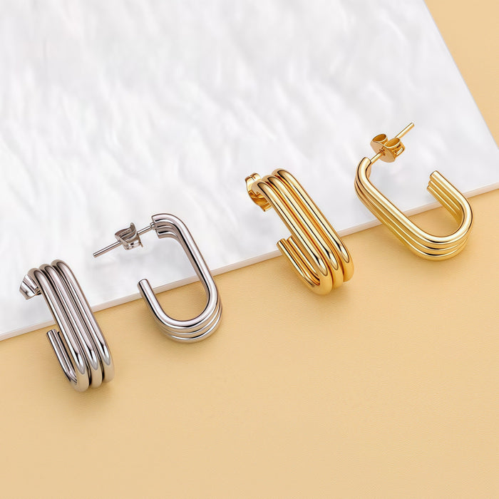 Wholesale Three-wire hook earrings Titanium steel