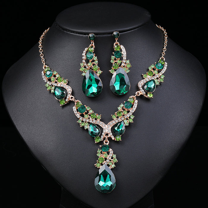 Wholesale exaggerated necklace earrings set for alloy plating jewelry dress