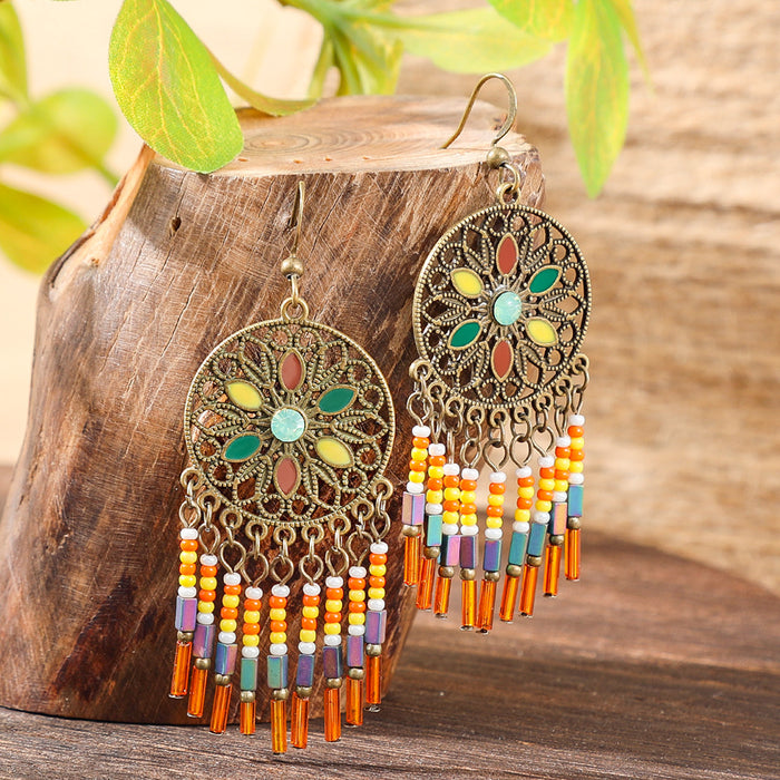 Wholesale Bohemian Tassel Geometric Drop Earrings Electroplated Zinc Alloy Jewelry Accessory MOQ≥2