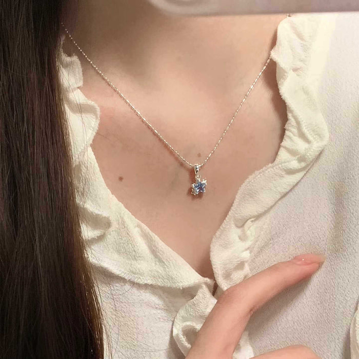 Wholesale Blue star necklace for women, light luxury, niche, versatile, high-end, collarbone chain, simple starry necklace