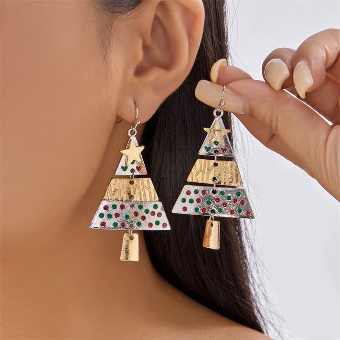 Wholesale Christmas Tree Rhinestone Drop Earring and Necklace Set Stylish