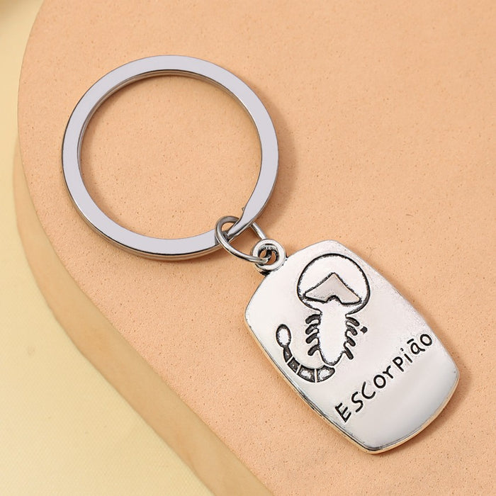 Wholesale Alloy Electroplating Constellation English Letter Keychain JDC-KC-RongRui071