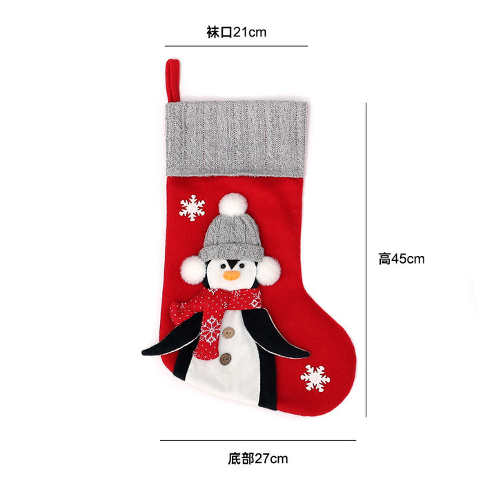 Wholesale Christmas Socks Children' s Gift Bag Pink Cartoon Roof Old Man Candy Gift Decoration Supplies Christmas Tree