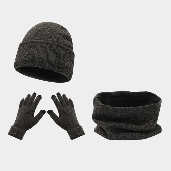 Wholesale Winter Outdoor Cycling Skiing Warm Solid Color Knit Hat Set