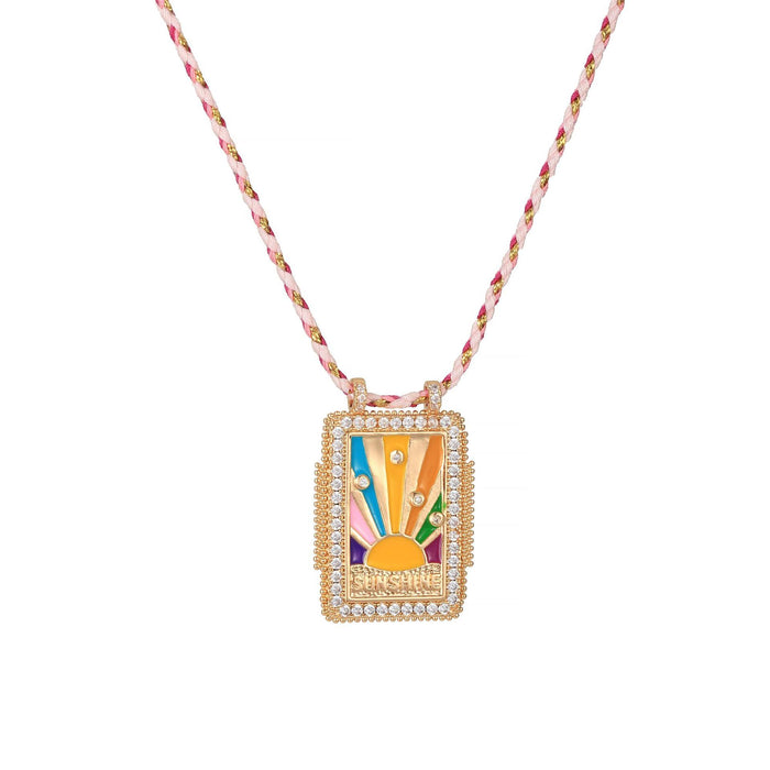 Wholesale Retro Tarot Card Pendant Necklace Sun Moon Star Planet Copper Gem Jewelry Chic Boutique Resale