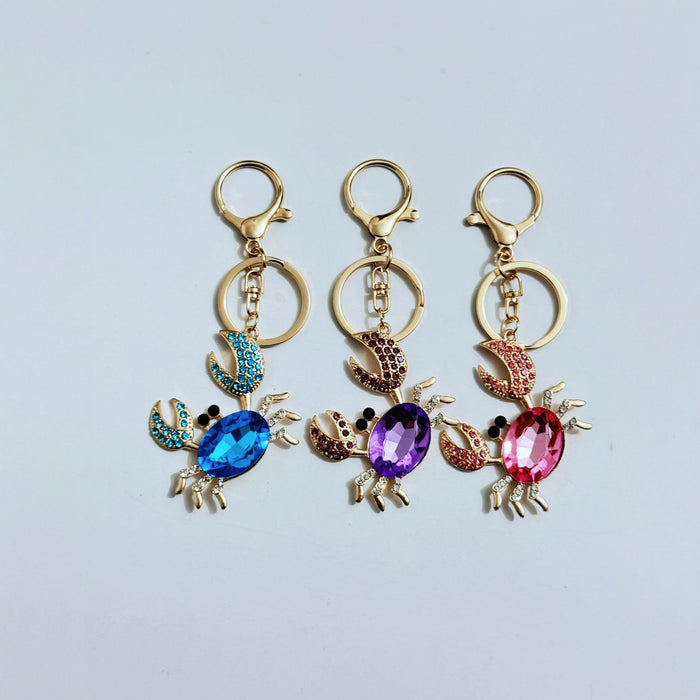 Wholesale Zinc Alloy Rhinestone Crab Keychain Trendy Cancer Zodiac Charm For Women S Bags And Keys