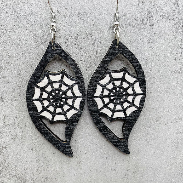 Wholesale  Pumpkin Skull Ghost Earrings  S-Shaped Wooden Earrings  Party Accessories