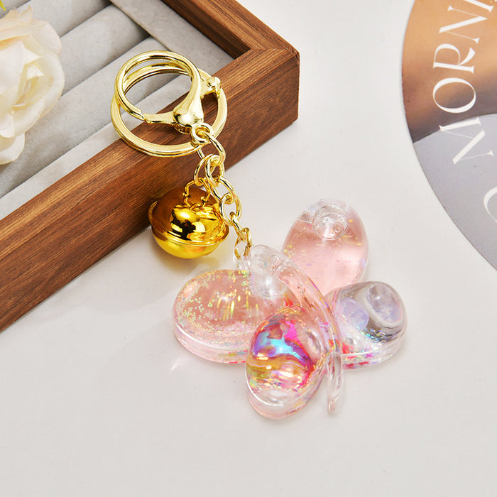 Wholesale Acrylic oil-filled glitter butterfly keychain