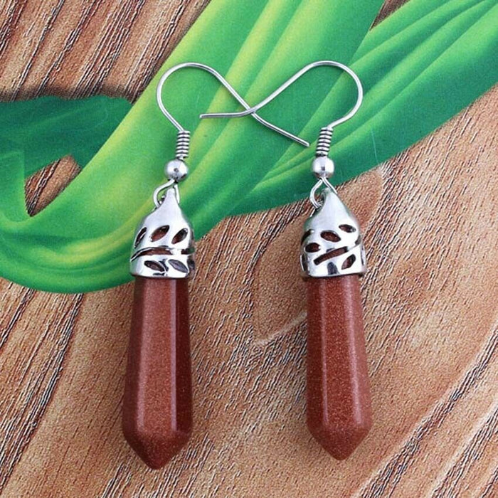 Wholesale Earrings Natural Crystal Natural Gemstone Hexagonal Post JDC-ES-YinW003