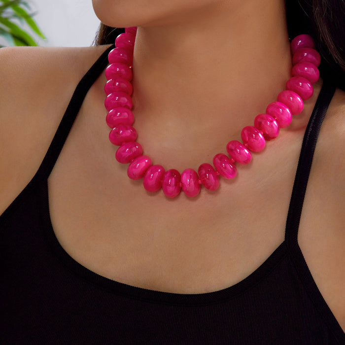 Wholesale Trendy Resin Bead Colorblock Necklace Fashion Jewelry Accessory