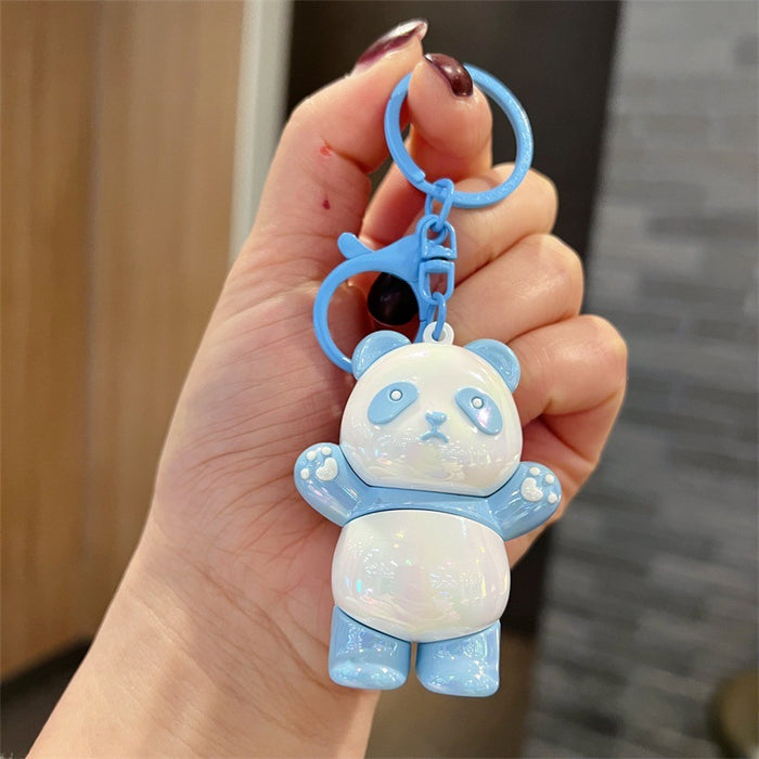 Wholesale Cute PVC Standing Panda Keychains with Glossy Electroplated Finish