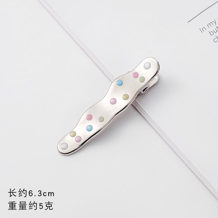 Wholesale Silver Metal Girl Hairpin New Oil Dripping Hair Accessories Cute Side Clip