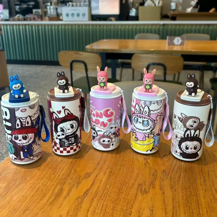 Wholesale Stainless steel thermos cup cartoon suction tube cup portable large capacity ice coffee cup
