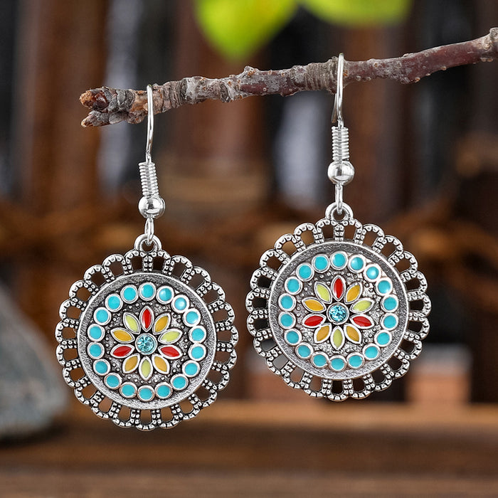 Wholesale Bohemian Geometric Turquoise Earrings Zinc Alloy Fashion Accessory MOQ≥2
