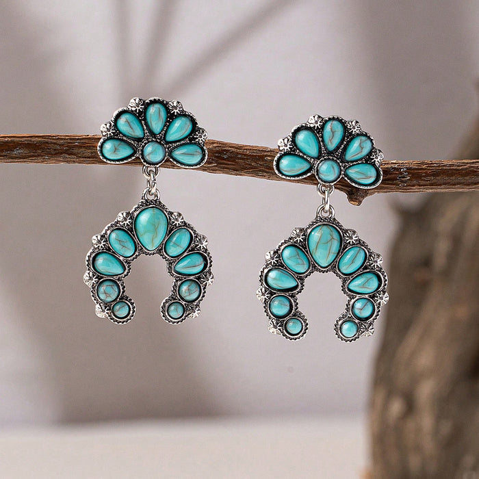 Wholesale Retro Western style turquoise decorative earrings