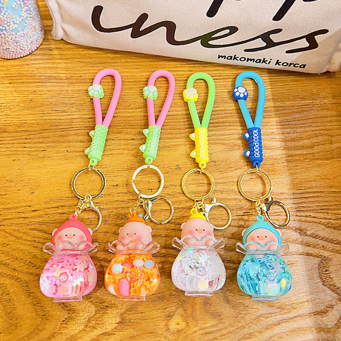 Wholesale Peach Piglet Quicksand Acrylic Keychains JDC-KC-YDao105