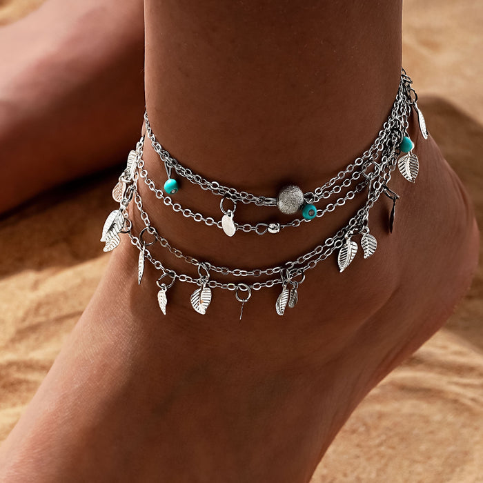 Wholesale Retro Starfish Turquoise Beach Anklets