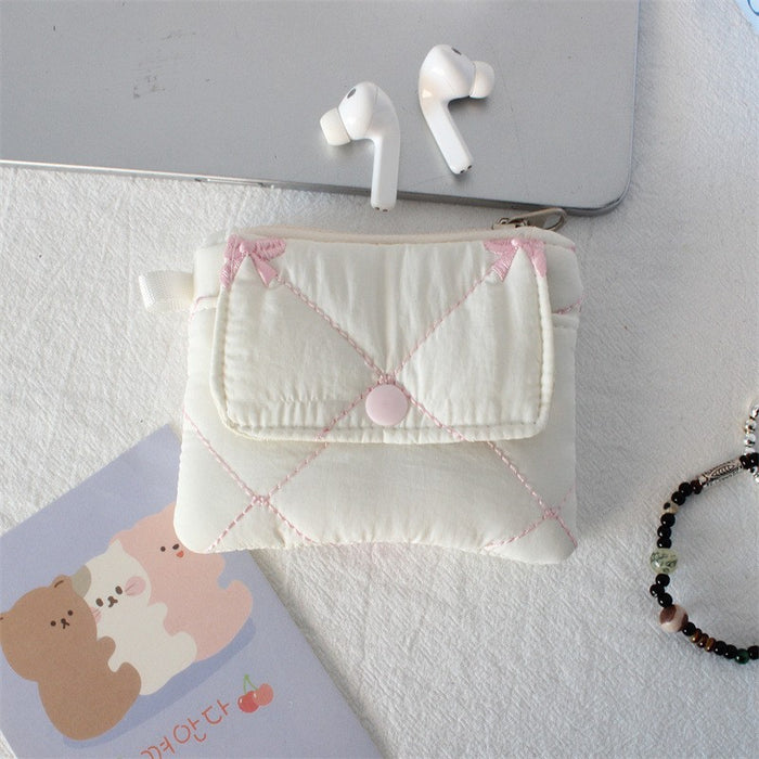 Wholesale Quilted Diamond Pleated Polyester Coin Purse Sweet Pink Multi Functional Card Holder Home Storage