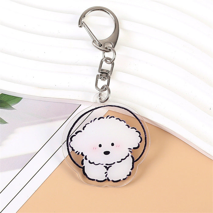 Wholesale Double-Sided Acrylic Cartoon Bichon Puppy Keychain Cute Bag Charm MOQ≥2