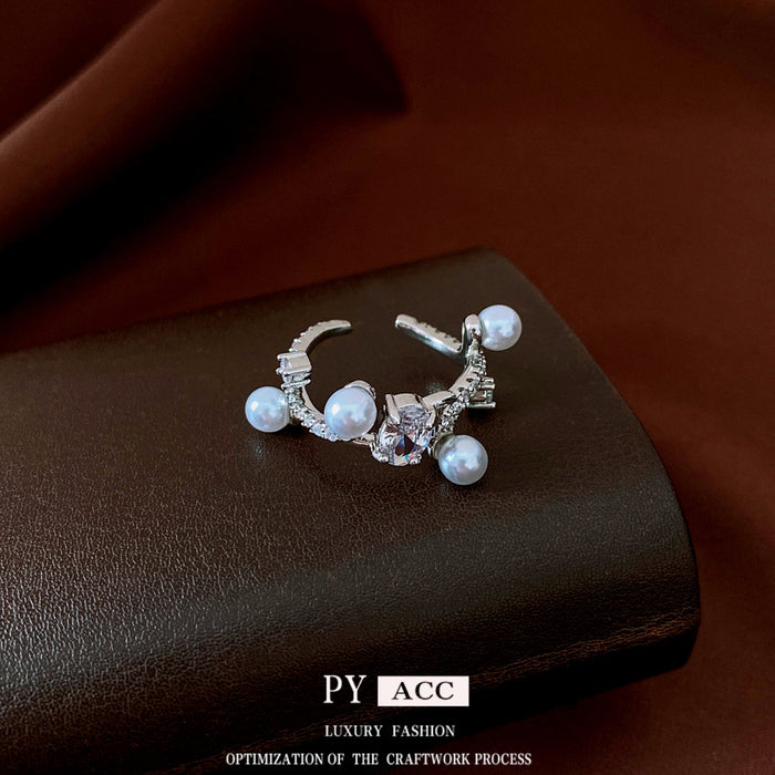 Wholesale Zircon Pearl Open Ring Simple Fashion Handpiece Wholesale
