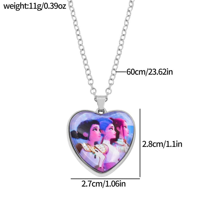 Wholesale Kpop Gemstone Colorful Heart Pendant Necklaces
