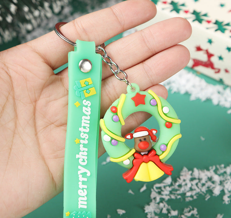 Wholesale Cartoon Christmas series keychain New Year Christmas cute three-dimensional doll Christmas tree pendant small gift