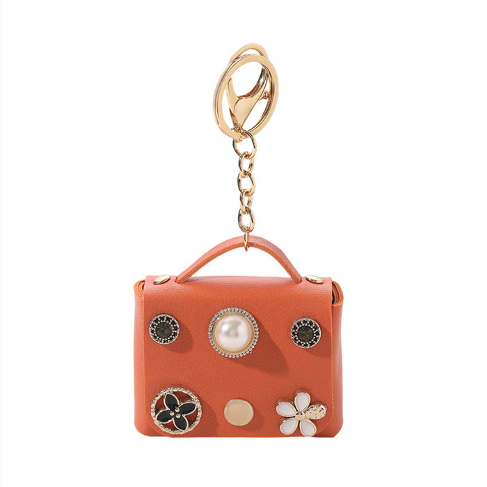 Wholesale PU Cartoon Inlaid Pearl Coin Purse Keychain JDC-KC-RongRui001