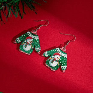 Wholesale Drip Oil Christmas Tree Earrings Alloy Electroplated Red Jewelry Accessory MOQ≥2