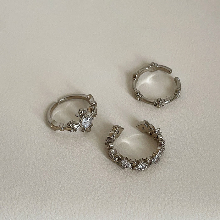 Wholesale Cross-shaped flower zircon brown gold ring