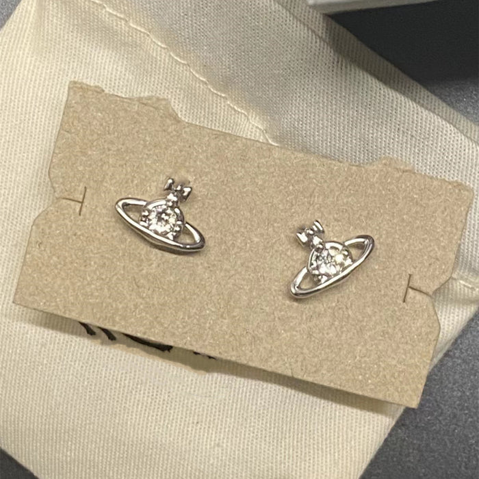 Wholesale Planet Single Diamond Hollow Copper Earrings JDC-ES-DouYin001