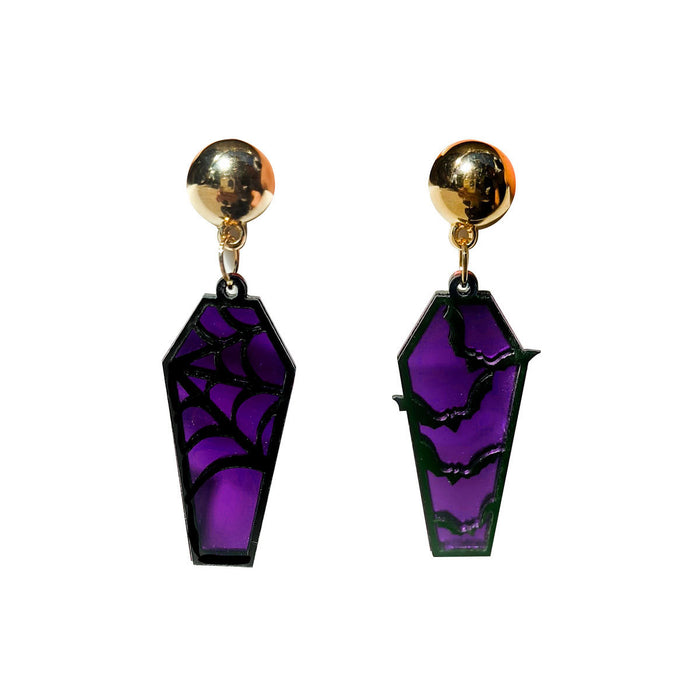 Wholesale Retro  Earrings  Pumpkin Witch Acrylic Earrings Personalized Coffin Cut Out