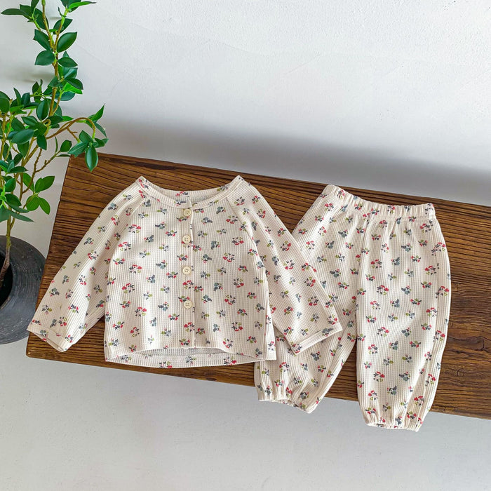 Wholesale Long Sleeve Waffle Top Pants Baby Clothes Set JDC-BC-WeiNiS014