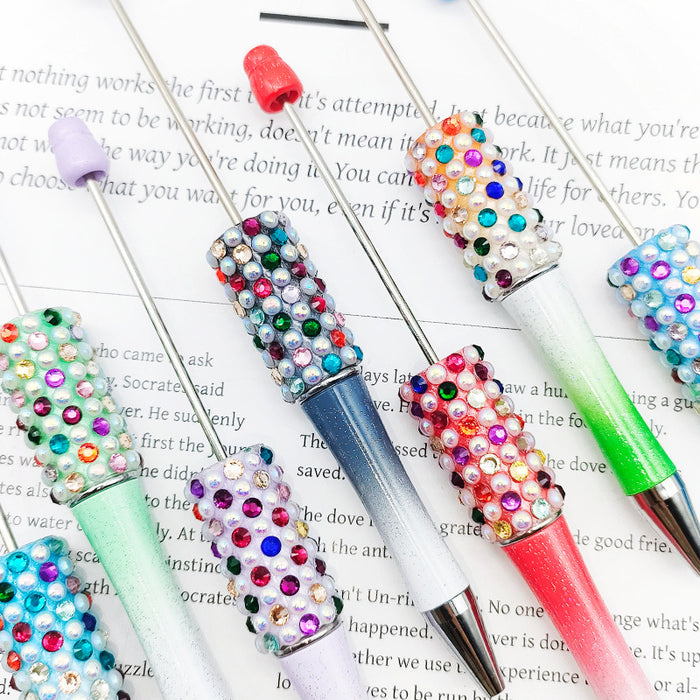 Wholesale Beadable Pens Gradient Color Candy Applied Diamond Pearl Beadable Pen JDC-PN-ShuY008