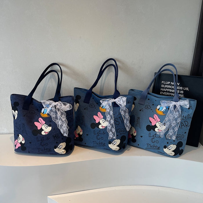 Wholesale Cartoon canvas bag, new versatile shoulder bag, student commuting tote bag, large capacity tote bag