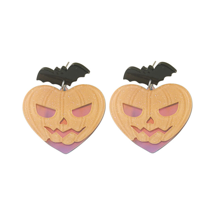 Wholesale Halloween Color Laser Skull Ghost Pumpkin Acrylic Printing Earrings JDC-ES-QingM004