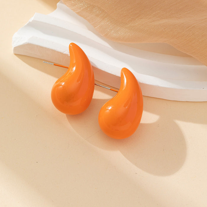 Wholesale Water droplet shaped earrings with a simple temperament and tear drop enamel anti allergic earrings