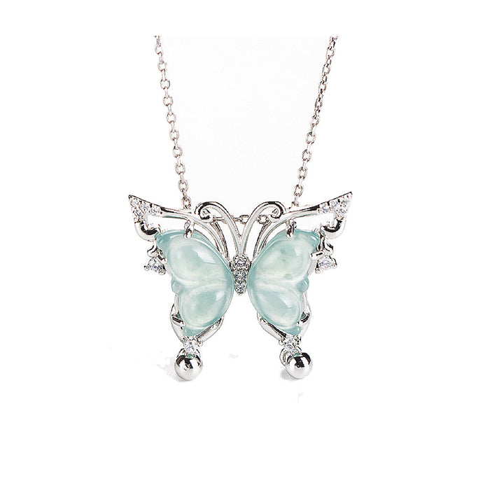 Wholesale Titanium steel necklace, butterfly pendant, hollowed out, niche, light luxury, high-end feeling, collarbone chain