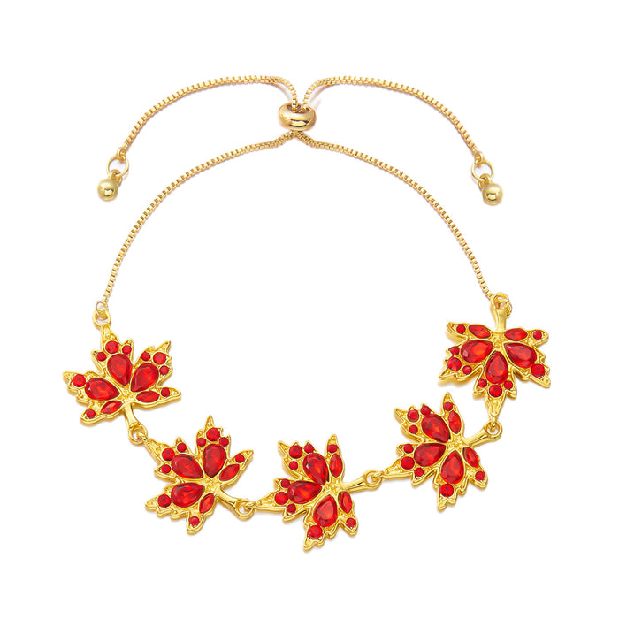 Wholesale  Diamond Maple Leaf Necklace Bracelet Retro Simple Niche Pull Bracelet