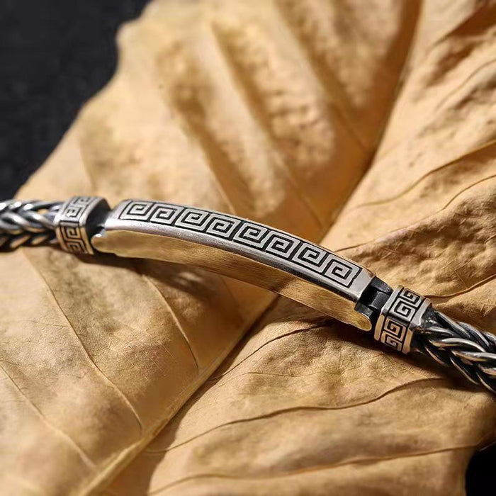 Wholesale Copper Interlocking Silver Plated Braided Men's Bracelet JDC-BT-XiangX002